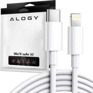 Kabel USB Alogy USB-C - Lightning 1 m Biały (10971) 1