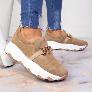 W. Potocki Sneakersy damskie z łańcuchem slip on beżowe Potocki 39 2