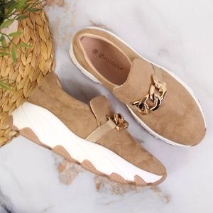 W. Potocki Sneakersy damskie z łańcuchem slip on beżowe Potocki 39 5