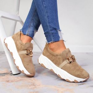 W. Potocki Sneakersy damskie z łańcuchem slip on beżowe Potocki 39 6