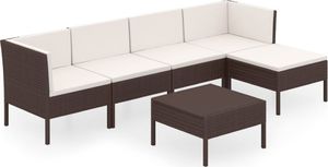 vidaXL 6-cz. zestaw wypoczynkowy do ogrodu, poduszki, rattan PE, brąz 2