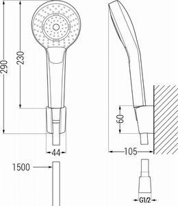 Bateria wannowa Mexen Mexen Sabre R05 bateria wannowa z zestawem prysznicowym, czarna - 7213R05-70 3