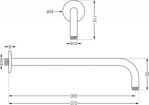 Mexen ramię prysznicowe ścienne 40 cm czarne 2