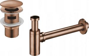 Syfon Mexen Mexen półsyfon umywalkowy okrągły z korkiem klik-klak, z przelewem, różowe złoto - 7992050-60 1