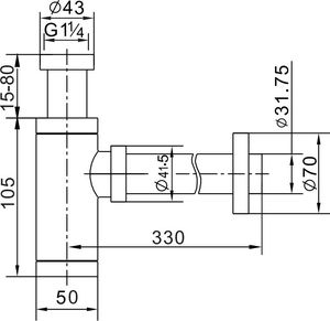 Syfon Mexen Mexen półsyfon umywalkowy kwadratowy z korkiem klik-klak, bez przelewu, czarny - 7991660-70 2