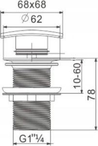 Syfon Mexen Mexen półsyfon umywalkowy kwadratowy z korkiem klik-klak, bez przelewu, czarny - 7991660-70 3