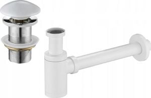 Syfon Mexen Mexen półsyfon umywalkowy okrągły z korkiem ceramicznym klik-klak, bez przelewu, biały - 7991050-25 1