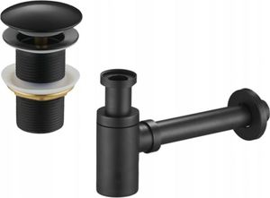 Syfon Mexen półsyfon umywalkowy okrągły z korkiem klik-klak, bez przelewu, czarny - 7991050-70 1