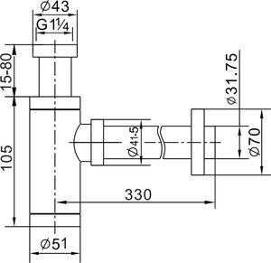 Syfon Mexen półsyfon umywalkowy okrągły z korkiem klik-klak, bez przelewu, czarny - 7991050-70 2