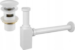 Syfon Mexen Mexen półsyfon umywalkowy kwadratowy z korkiem klik-klak, z przelewem, biały - 7992060-20 1