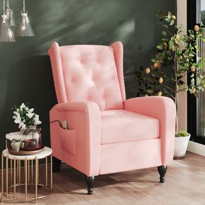 vidaXL Rozkładany fotel masujący, różowy, obity aksamitem 1