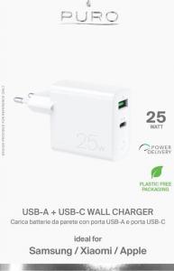 Ładowarka Puro Mini Fast Travel Charger 1x USB-A 1x USB-C 3 A (PUR521WHT) 2