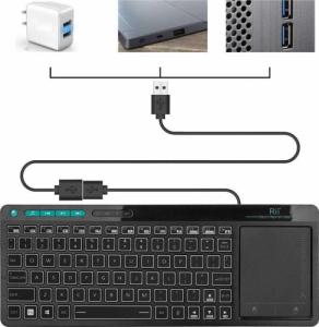 Klawiatura Alogy RGB LED Bezprzewodowa Czarna US 5