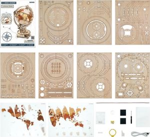 Robotime Drewniany Model Puzzle 3D Świecący Globus 13