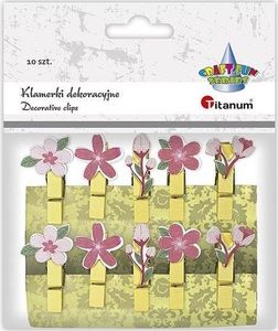 Titanum Klamerki drewniane z dekorem kwiaty mix 10szt 1