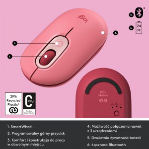 Mysz Logitech POP Mouse Coral Rose (910-006548) 6