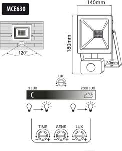 Naświetlacz Maclean Naświetlacz LED z czujnikiem ruchu, slim 30W, 2400lm, barwa ciepła biała (3000K), IP44 8