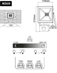 Naświetlacz Maclean Naświetlacz LED z czujnikiem ruchu, slim 50W, 4000lm, barwa neutralna biała 8
