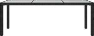 vidaXL Stół ogrodowy, czarny, 190x90x75 cm, szkło i rattan PE 3
