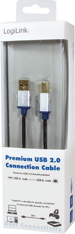 Kabel USB LogiLink USB-A - USB-B 2 m Czarny (BUAB220) 2