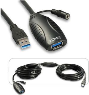 Kabel USB Lindy USB-A - USB-A 10 m Czarny (43156) 1