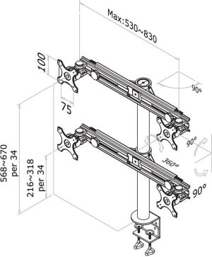 Neomounts Uchwyt biurkowy na 4 monitory 19" - 30" (FPMA-D700D4) 3