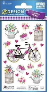 Zdesign Naklejki papierowe - Kwiaty, rower 1