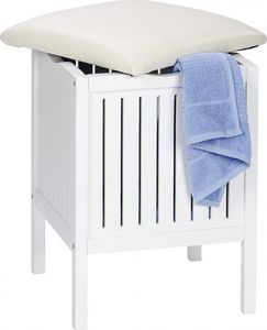 Kosz na pranie Wenko stołek łazienkowy Oslo 39 x 55 cm drewno białe 3