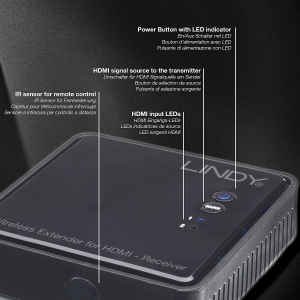 Adapter AV Lindy Bezprzewodowy przedłużacz sygnału HDMI 3D 1080p HDMI 1.4, 3D, - 38125 7