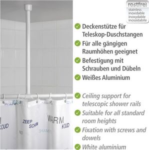 Wenko karnisz prysznicowy 2,5 x 57 cm aluminium biały 3