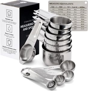 łyżki i miarki stal nierdzewna srebrna 14 szt 2