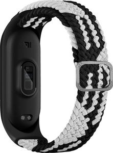 Hurtel Strap Fabric opaska do Xiaomi Mi Band 6 / 5 / 4 / 3 pleciony materiałowy pasek bransoletka czarno-biały 1