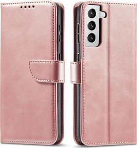 Hurtel Magnet Case elegancki futerał etui pokrowiec z klapką i funkcją podstawki Samsung Galaxy S22+ (S22 Plus) różowy 1