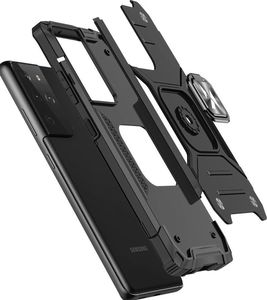 Wozinsky Wozinsky Ring Armor pancerne hybrydowe etui pokrowiec + magnetyczny uchwyt Samsung Galaxy S22 Ultra czerwony 3