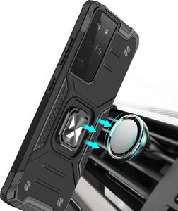 Wozinsky Wozinsky Ring Armor pancerne hybrydowe etui pokrowiec + magnetyczny uchwyt Samsung Galaxy S22 Ultra czerwony 6