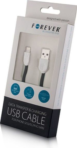 Kabel USB Forever USB-A - Lightning Czarny (T_0012189) 1