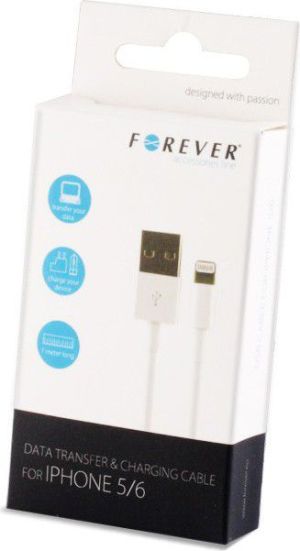 Kabel USB Forever USB-A - Lightning Biały (T_0012102) 1