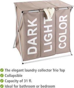 Kosz na pranie Wenko Kosz na bieliznę Trio Top 57x38 cm, beżowy, poliestrowa 2
