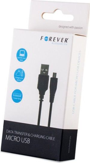 Kabel USB Forever USB-A - microUSB 3 m Czarny (T_0014273) 1