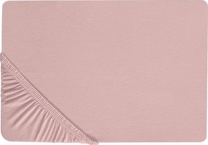 Shumee Bawełniane prześcieradło z gumką 140 x 200 cm różowe HOFUF 1