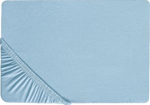 Shumee Bawełniane prześcieradło z gumką 200 x 200 cm niebieskie HOFUF 1