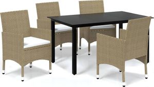 vidaXL 5-cz. zestaw mebli ogrodowych z poduszkami, polirattan, beżowy 2