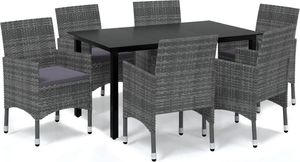 vidaXL 7-cz. zestaw mebli ogrodowych z poduszkami, polirattan, szary 2