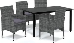 vidaXL 5-cz. zestaw mebli ogrodowych z poduszkami, polirattan, szary 2