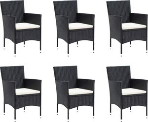 vidaXL 7-cz. zestaw, mebli ogrodowych z poduszkami, polirattan, czarny 3