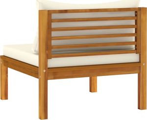 vidaXL 3-osobowa sofa ogrodowa, kremowe poduszki, drewno akacjowe 5