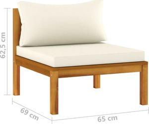 vidaXL 3-osobowa sofa ogrodowa, kremowe poduszki, drewno akacjowe 8