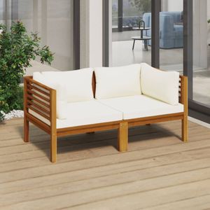 vidaXL 2-osobowa sofa ogrodowa, kremowe poduszki, drewno akacjowe 1