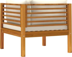 vidaXL 2-osobowa sofa ogrodowa, kremowe poduszki, drewno akacjowe 7