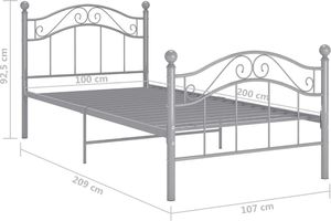 vidaXL Rama łóżka, szara, metalowa, 100 x 200 cm 8